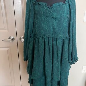 ARULA Green Textured Midi Dress